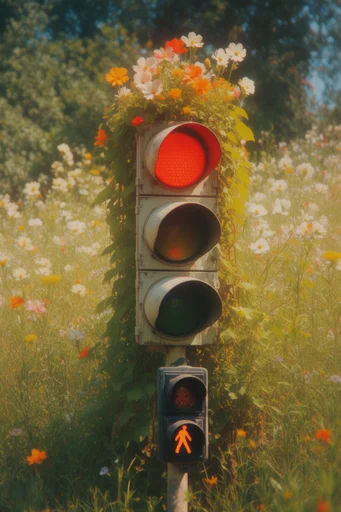 Overgrown Analog Surrealism style reference image — nostalgic color palette