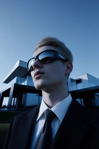 Futuristic Noir Precision style reference image — sharp silhouettes