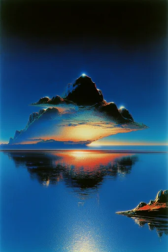 Nocturnal Synthwave Surrealism style reference image — 1980s airbrush illustration