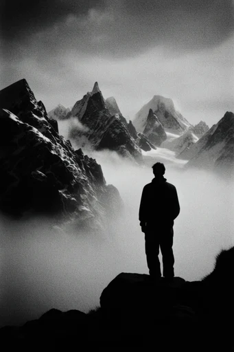 Gritty Alpine Noir style reference image — CRT scanlines
