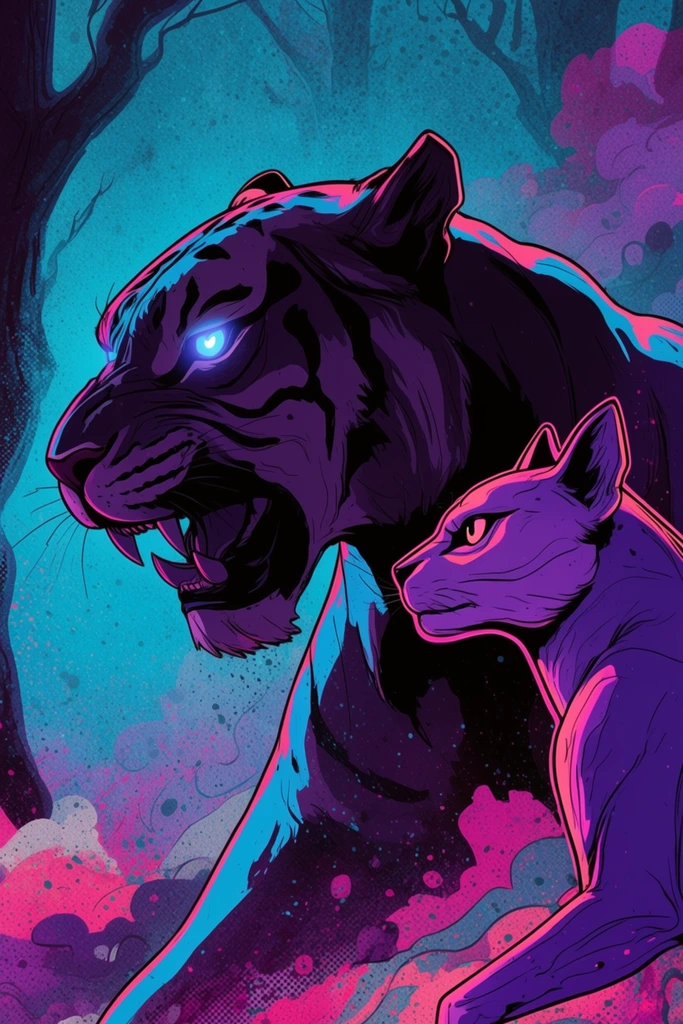 Neon Synthwave Graphic Noir style AI image example 3