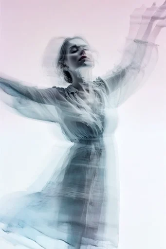 Kinetic Minimalist Impressionism style reference image — high-contrast fluid motion