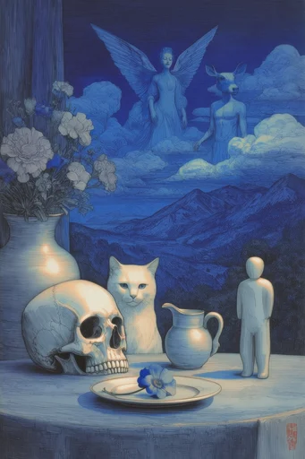 Oneiric Ink Surrealism style reference image — fine line crosshatching