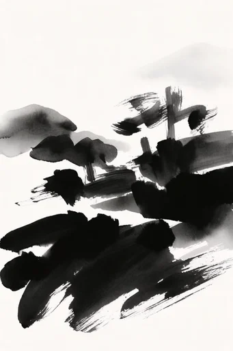 Dynamic Sumi-e Minimalism style AI image example 2