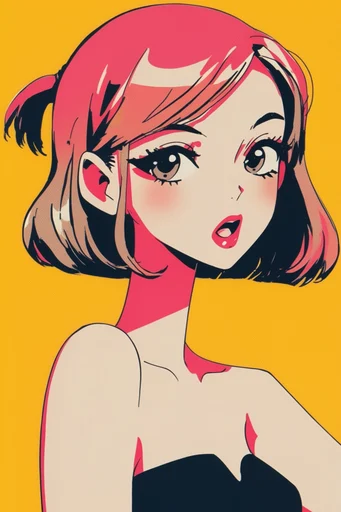 Graphic Risograph Pop style reference image — retro anime style