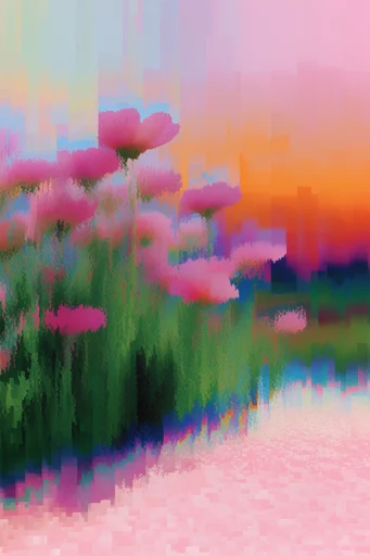 Corrupted Neon Dreamcore style reference image — distorted silhouette