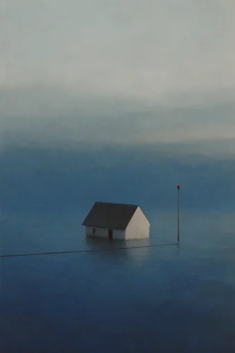 Muted Surrealist Minimalism style reference image — foggy atmospheric landscape