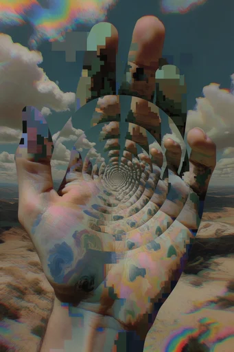 Recursive Glitch Surrealism style reference image — digital glitch art