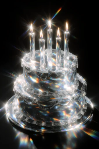 Prismatic Crystalline Refraction style reference image — glossy refractive surfaces