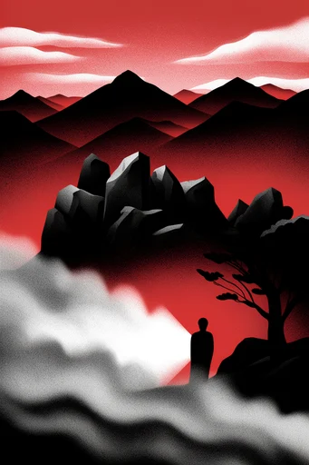 Crimson Noir Minimalism style AI image example 2