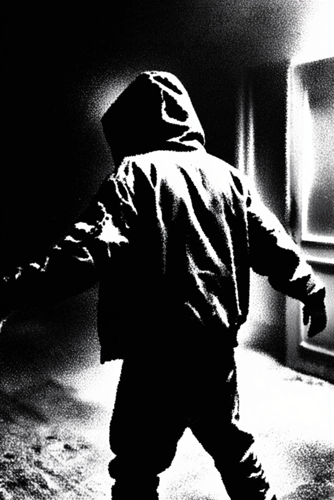 Gritty Monochromatic Noir style AI image example 1