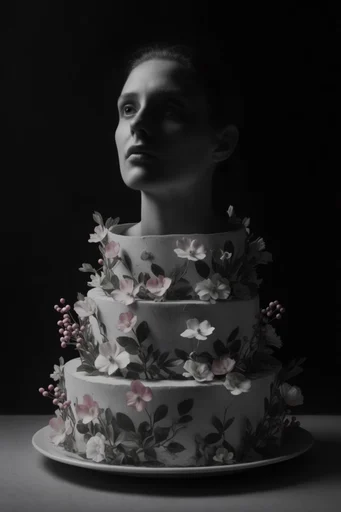 Monochromatic Surrealist Noir style reference image — surrealist collage