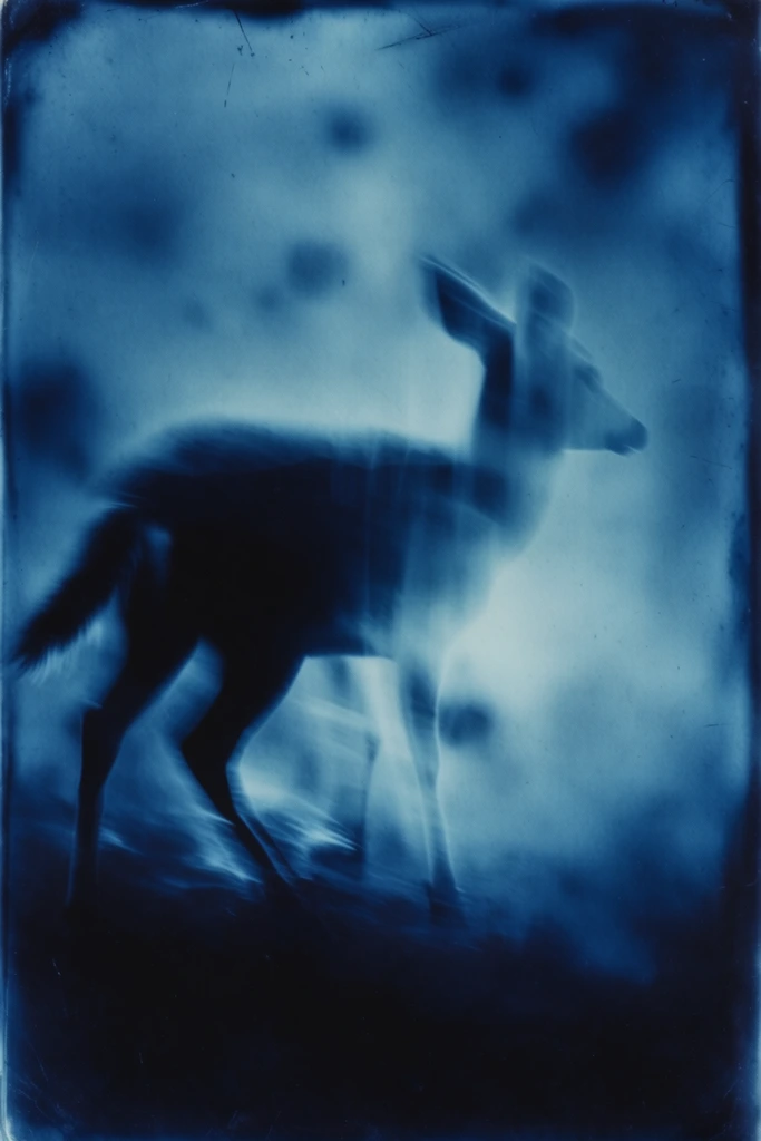 Spectral Indigo Cyanotype style AI image example 3