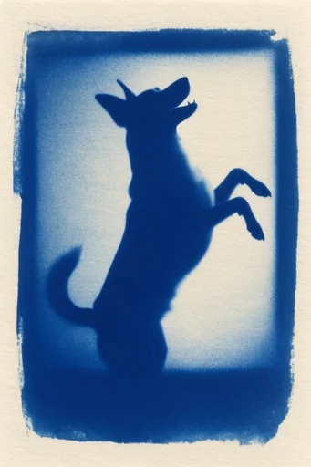 Monochromatic Negative Space style reference image — cyanotype inspired