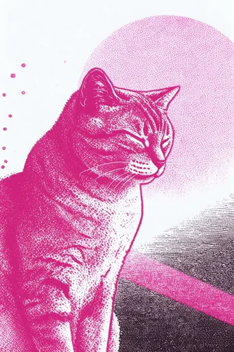 Monochromatic Magenta Engraving style reference image — woodcut illustration