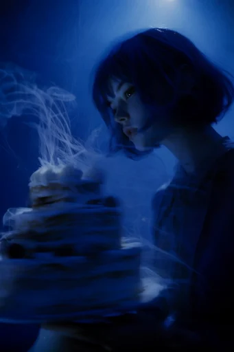 Nocturnal Cobalt Spectralism style reference image — dreamlike motion blur