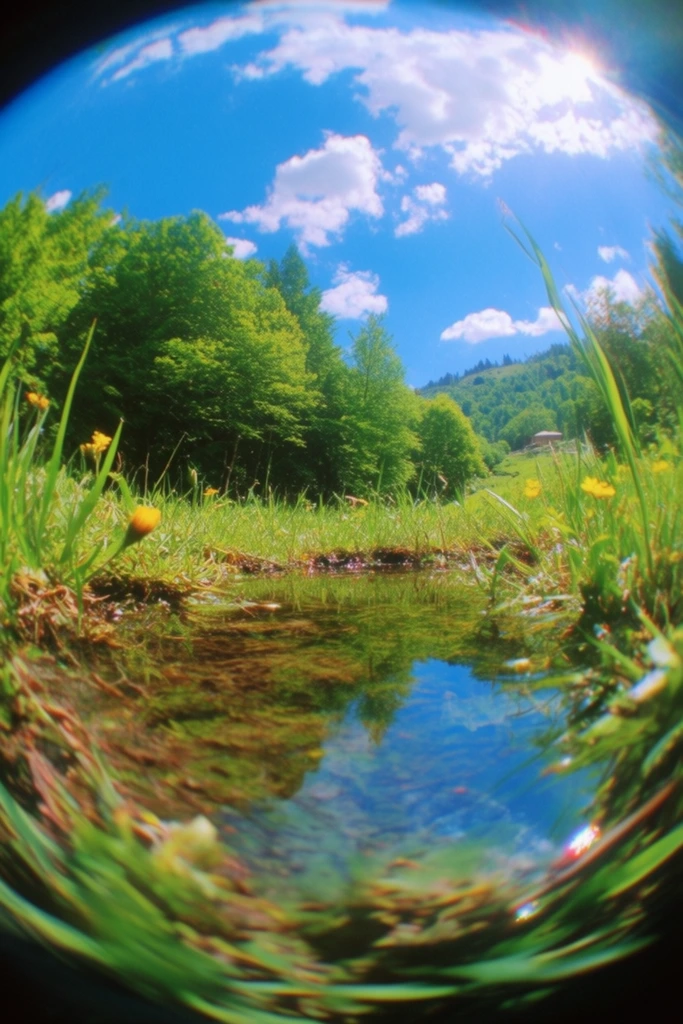 Sun-Drenched Fisheye Nostalgia style AI image example 2