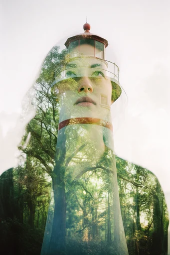 Ethereal Analog Silhouette style reference image — nature portrait fusion