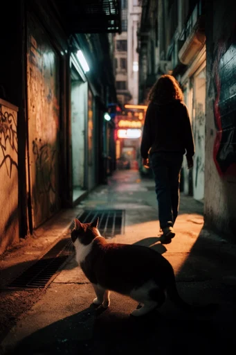 Cinematic Urban Nostalgia style reference image — warm tungsten glow
