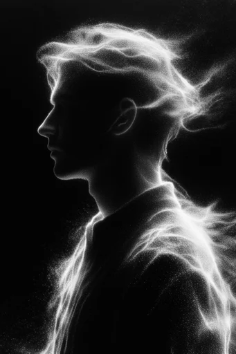 Ethereal Noir Stipple style reference image — grainy xerox aesthetic
