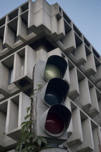 Monolithic Parametric Brutalism style reference image — sculptural concrete facade