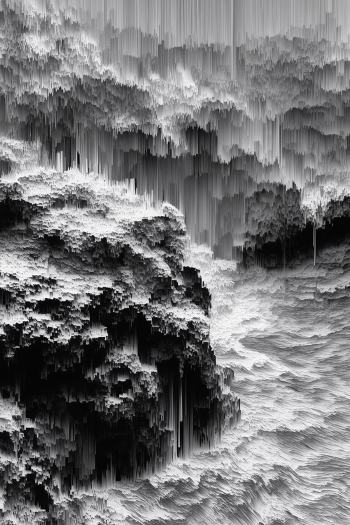 Monochrome Glitch Brutalism style AI image example 2