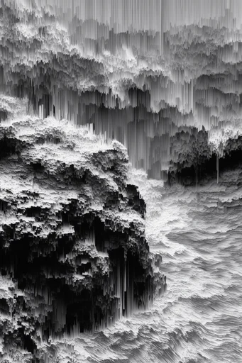 Monochrome Glitch Brutalism style reference image — monochrome glitch art