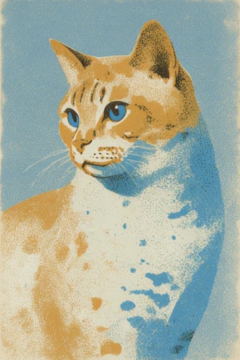 Vintage Lithographic Surrealism style reference image — retro risograph style