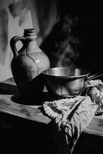 Cinematic Monochrome Realism style reference image — stark chiaroscuro lighting