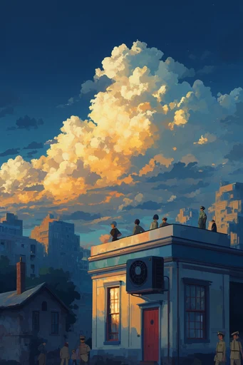 Monumental Twilight Cloudscapes style reference image — towering cumulus clouds