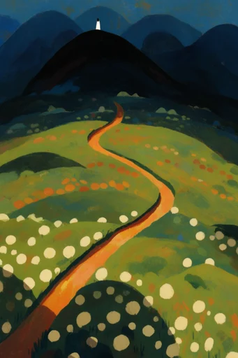 Minimalist Verdant Surrealism style reference image — high-angle aerial view