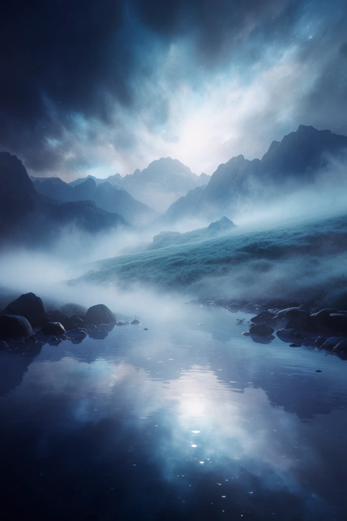 Ethereal Cyan Abyssalism style AI image example 2