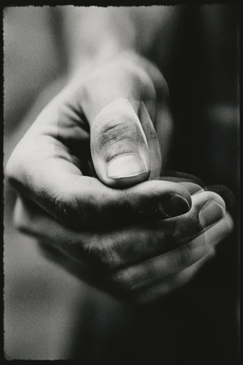 Gritty Monochromatic Noir style reference image — chiaroscuro lighting