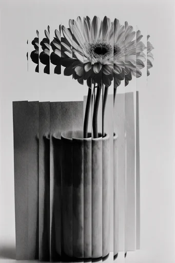 Fragmented Monochrome Deconstruction style reference image — stark studio lighting