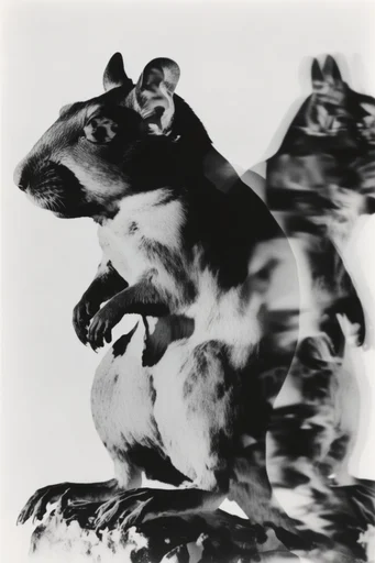Monochrome Surrealist Duality style AI image example 3