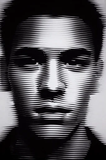 Monochrome Glitch Brutalism style reference image — dithered bitmap
