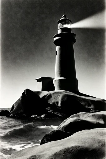 Stark Monochrome Surrealism style reference image — sculptural silhouettes