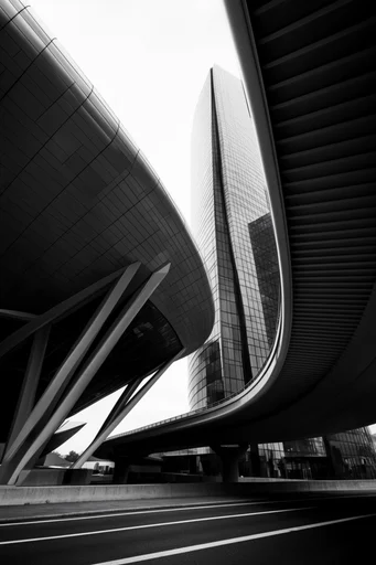 Monolithic Brutalist Vertigo style AI image example 2