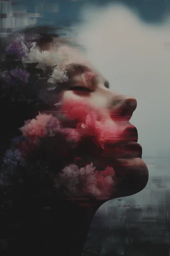 Kinetic Glitch Surrealism style reference image — textured paper background