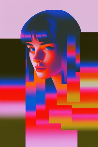 Neon Glitch Risography style reference image — saturated gradient