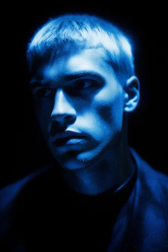 Luminous Cobalt Noir style reference image — high contrast noir