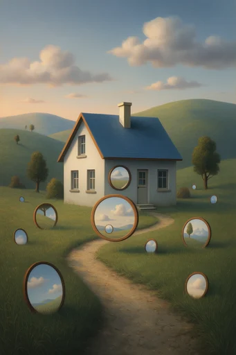 Oneiric Geometric Surrealism style AI image example 4