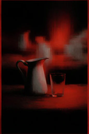 Spectral Thermal Noir style reference image — heavy analog film grain
