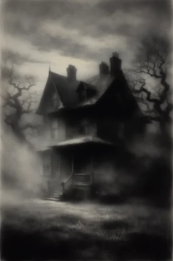 Monochrome Gothic Printmaking style AI image example 4