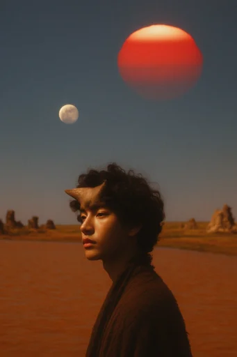 Nostalgic Surrealist Dreamscapes style reference image — low horizon composition