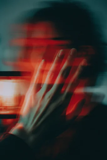 Cinematic Glitch Noir style reference image — thermal color palette