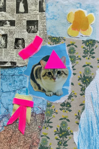 Analog Zine Collage style reference image — mixed-media texture