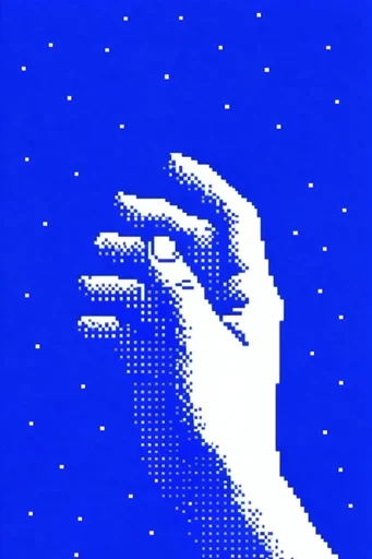 Monochromatic Digital Brutalism style reference image — dithered pixel art