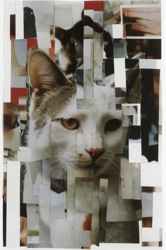 Tactile Deconstructed Collage style reference image — vintage photo fragments