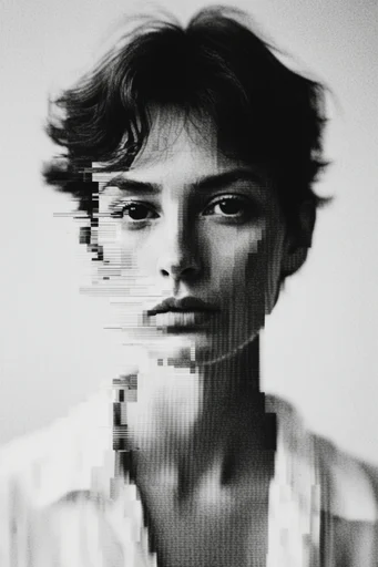 Monochrome Glitch Decay style reference image — pixel sorting